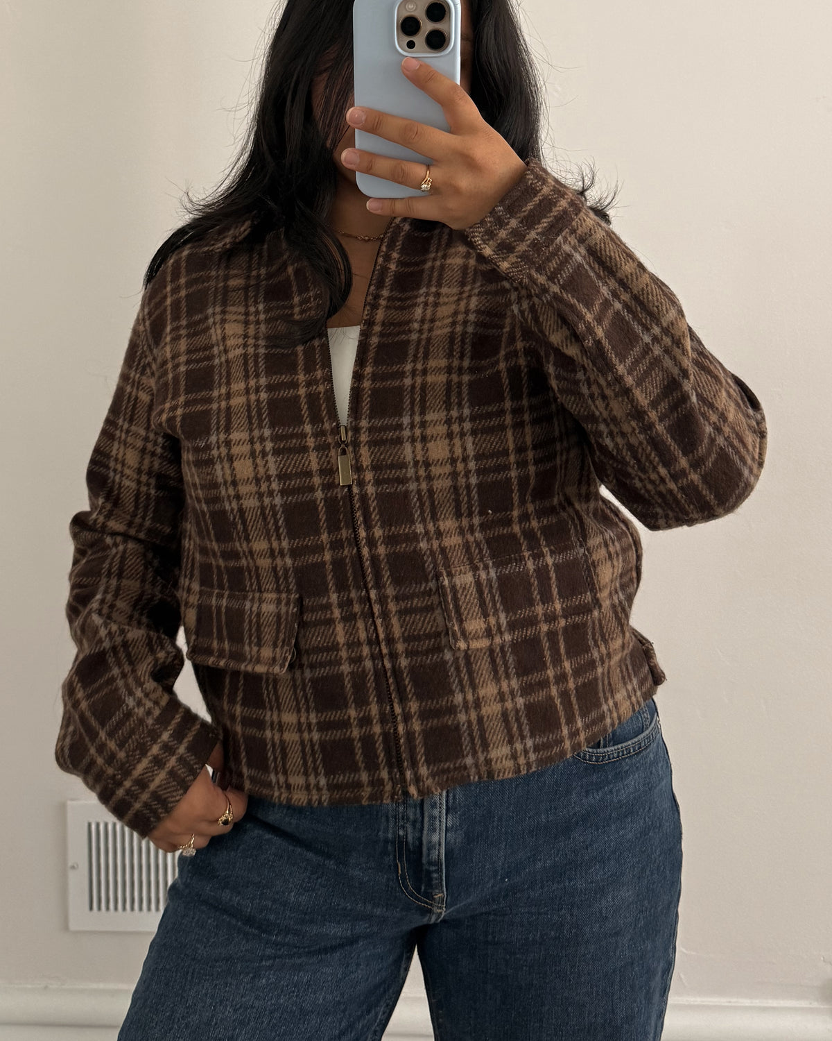 90’s Brown Plaid Jacket
