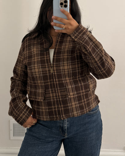 90’s Brown Plaid Jacket