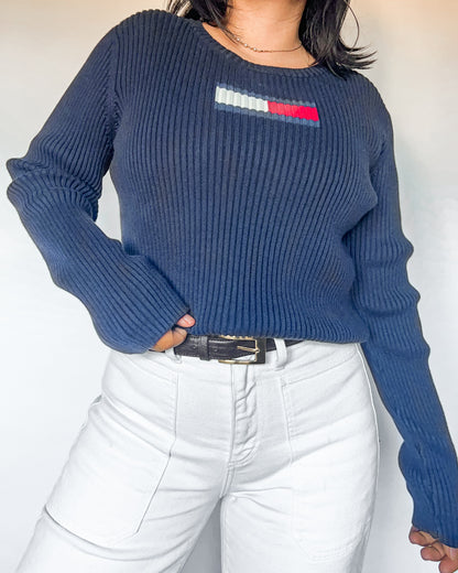 Tommy Hilfiger Navy Ribbed Sweater