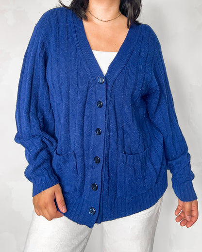 Vintage Navy Knitted Cardigan