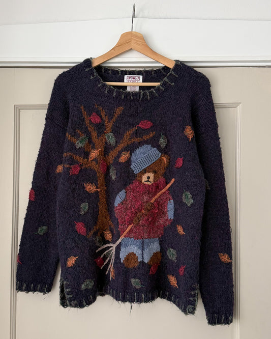 90’s Fall Bear Knitted Sweater