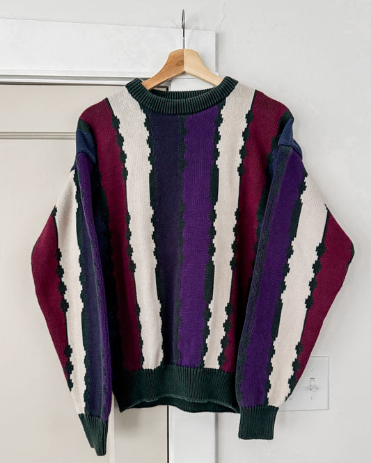 Retro Colorblock Knitted Sweater
