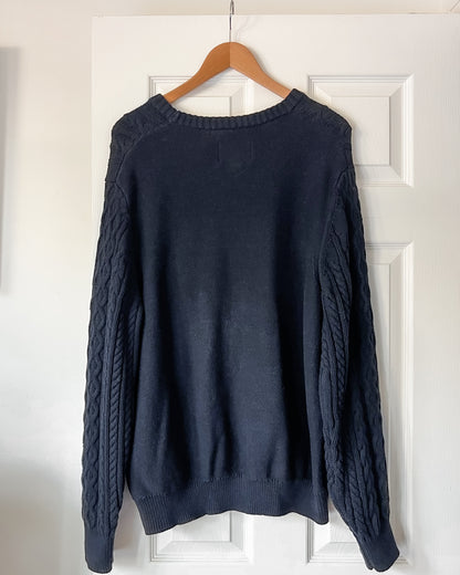 Navy Chunky Cableknit Sweater