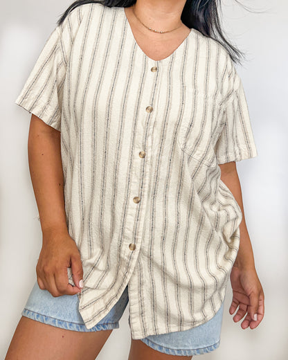 Silk Stripped Button Up