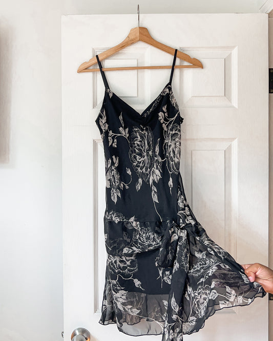 Black Floral Slip Dress