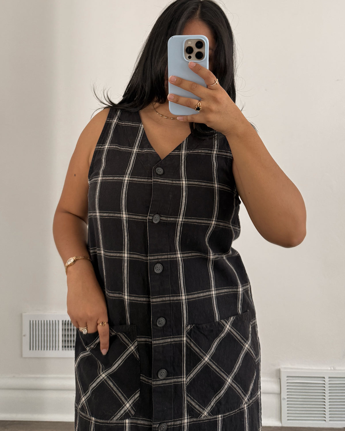 2001 Plaid Linen Dress