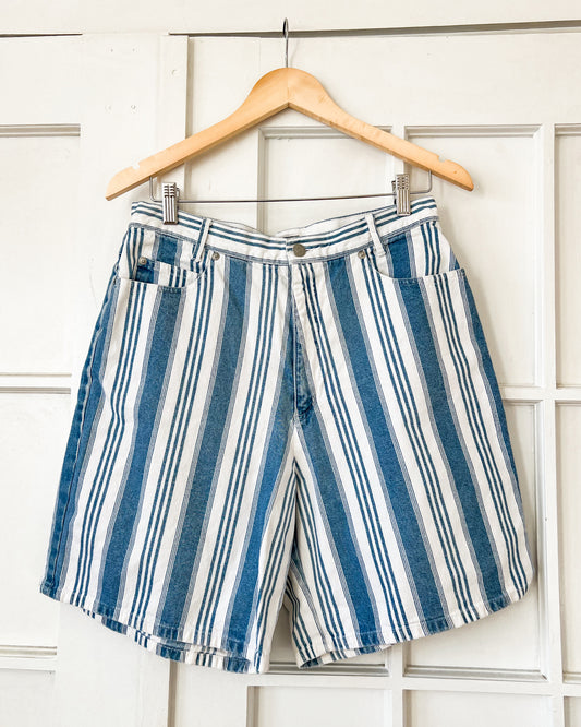 Striped Denim Shorts