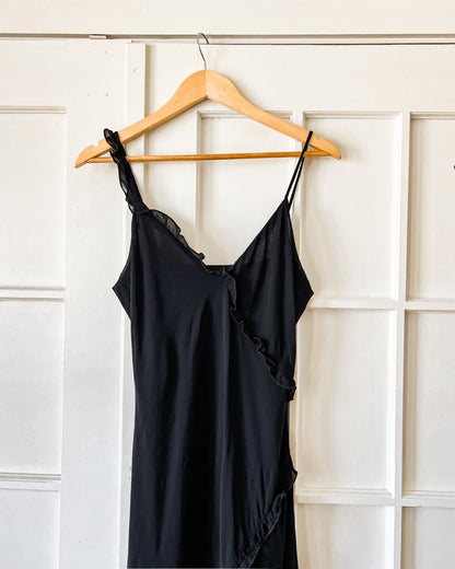 Lapis Black Ruffle Dress