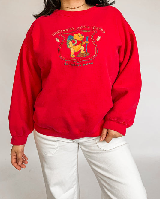 Red Winnie The Pooh Adventurer Crewneck