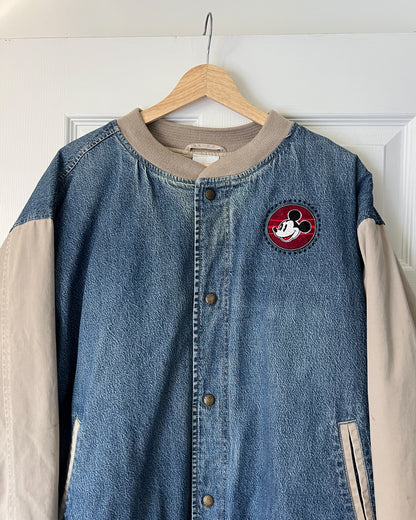 Mickey Denim Varsity Bomber Jacket