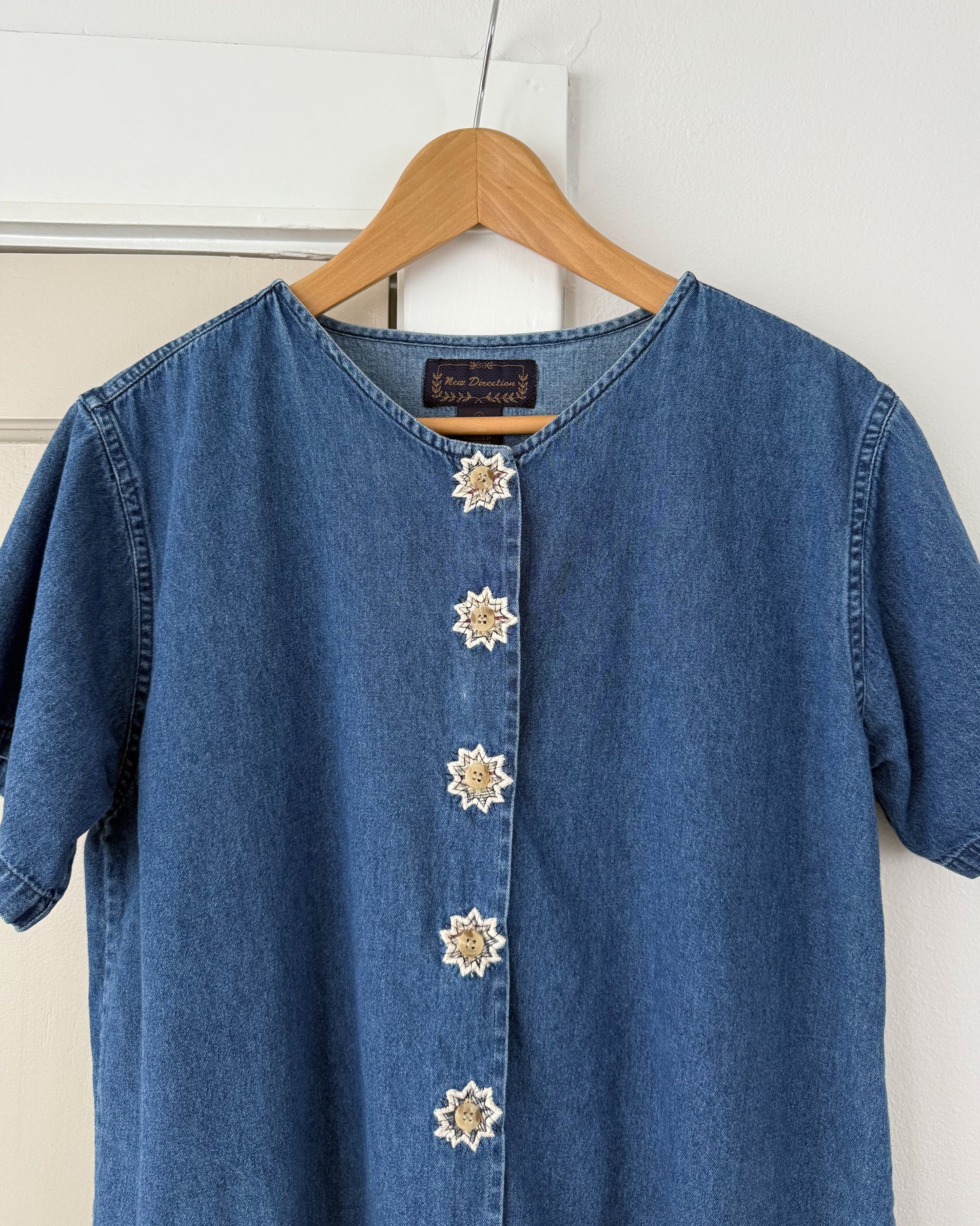 Vintage Cow Denim Button Up Shirt
