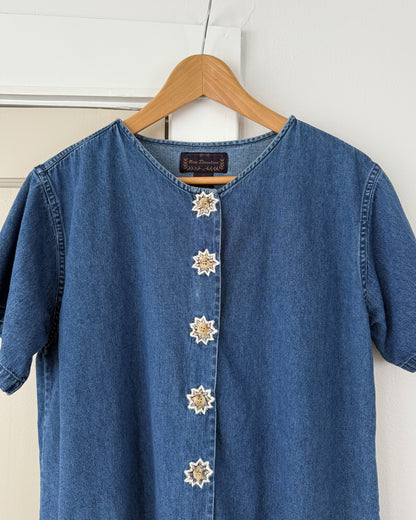 Vintage Cow Denim Button Up Shirt