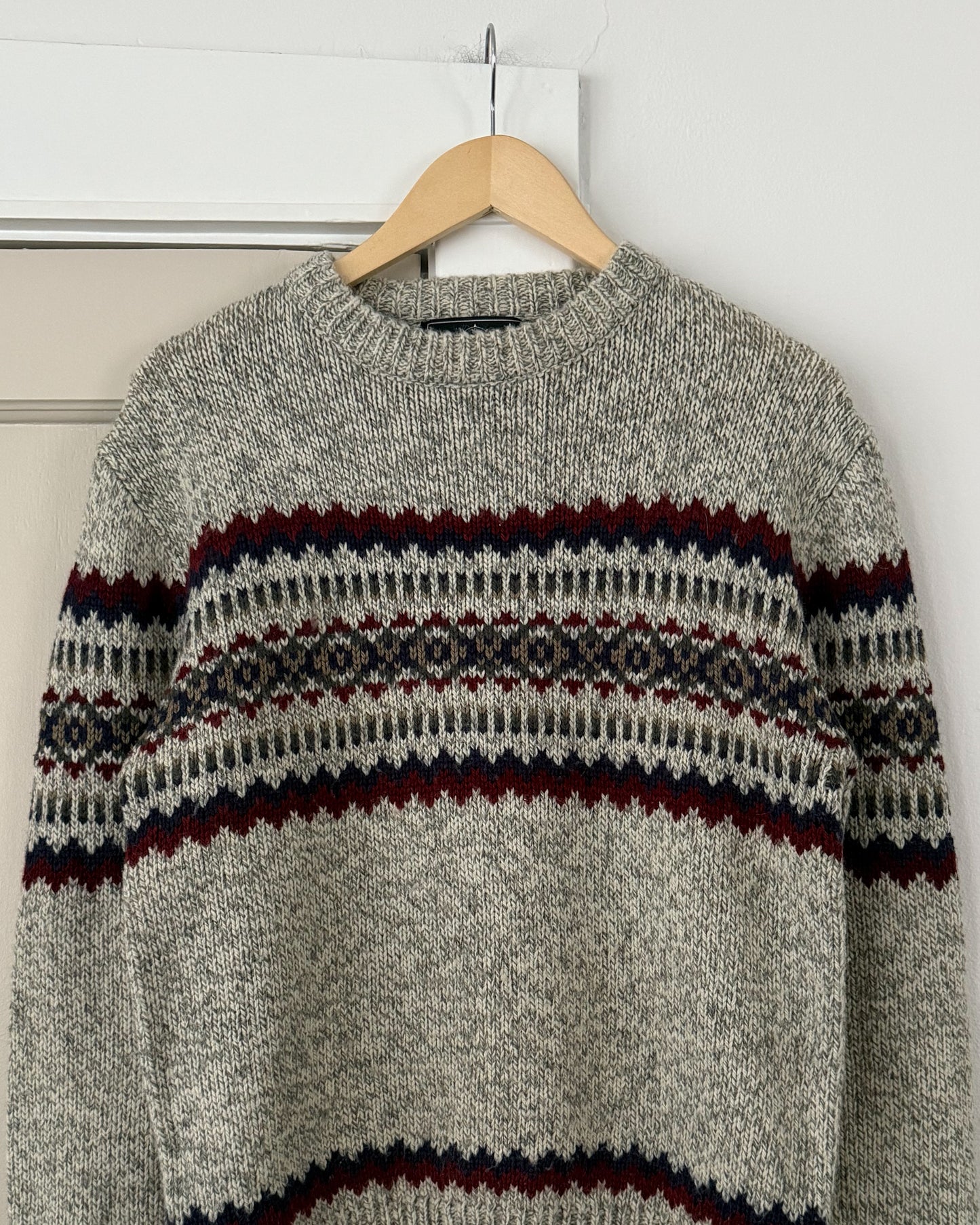 Multi Patterned Gray Knitted Sweater