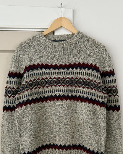 Multi Patterned Gray Knitted Sweater