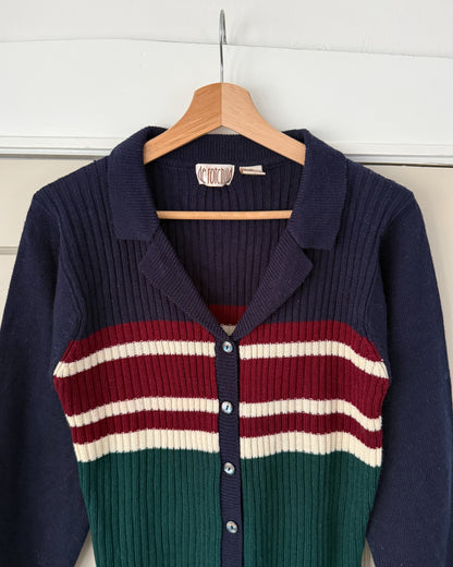 Vintage Striped N Neck Cardigan