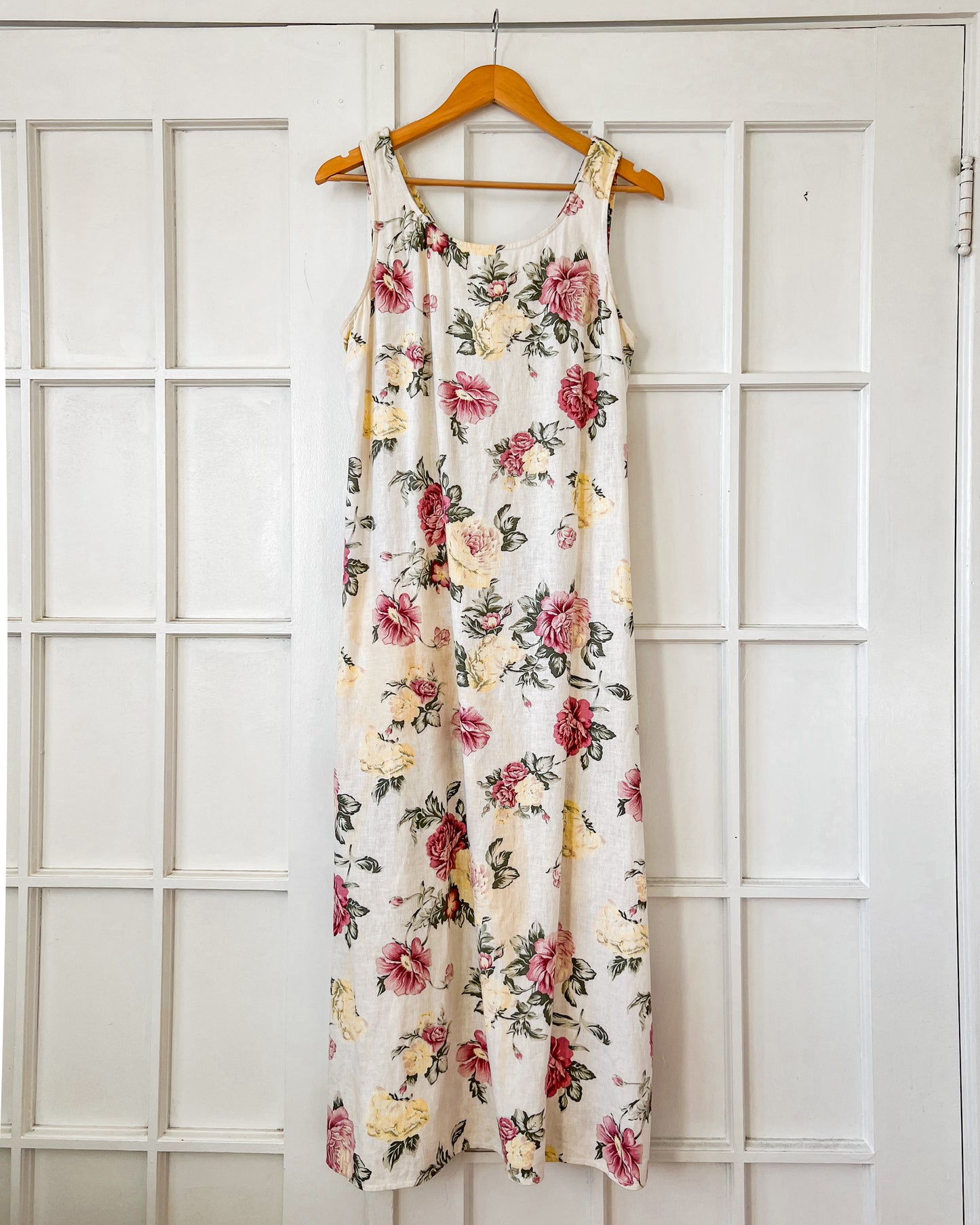 Vintage Linen Floral Maxi Dress