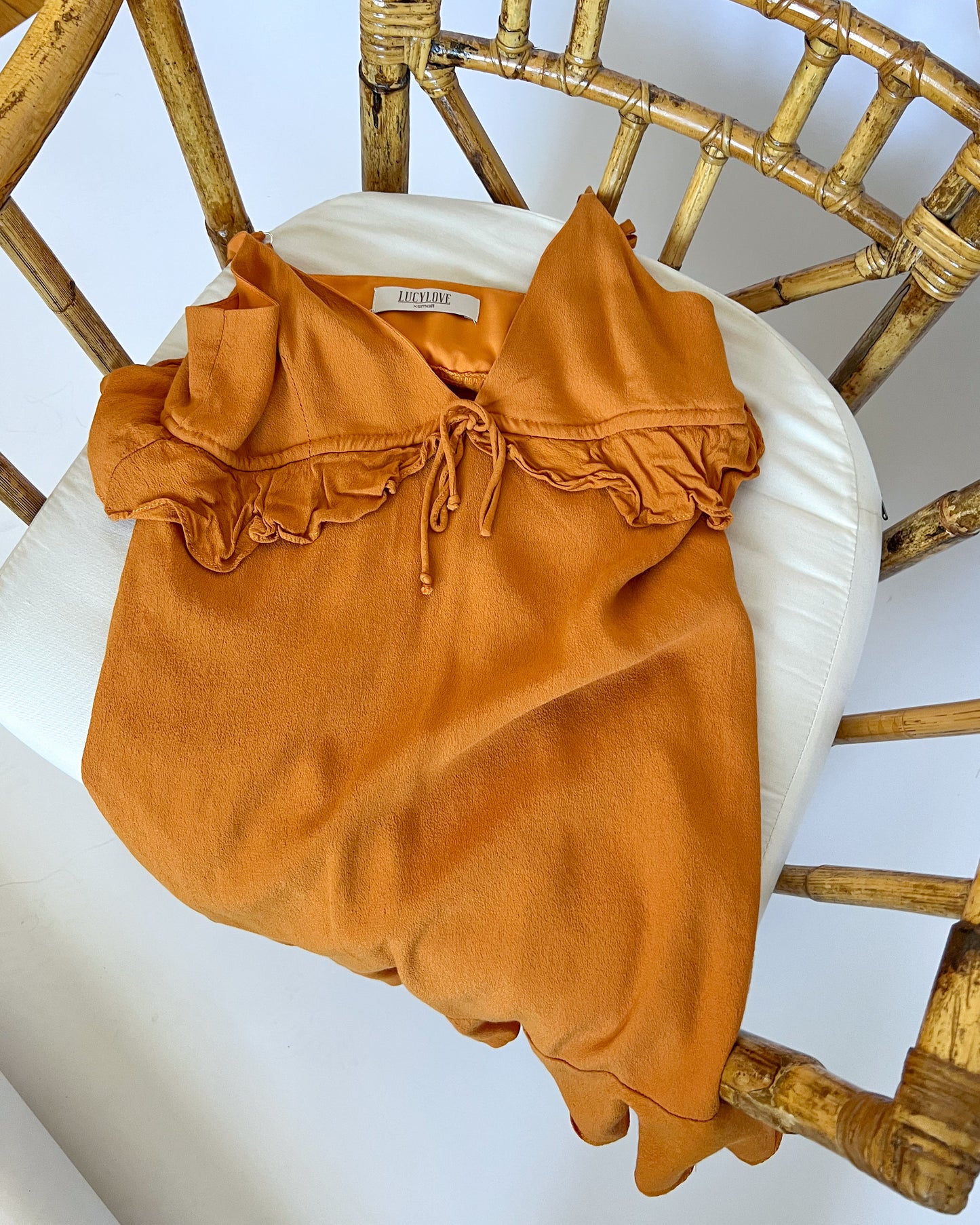 Orange Ruffle Sleeveless Dress