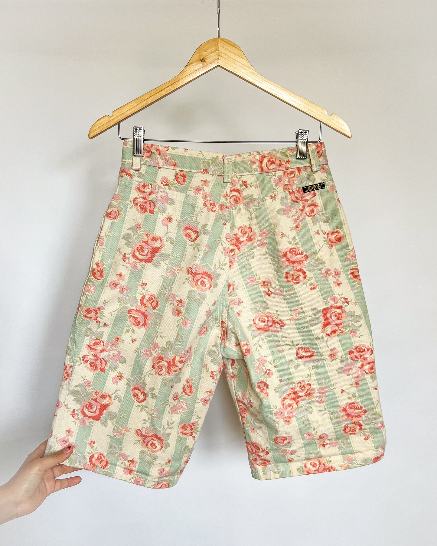 Vintage Floral Denim Shorts