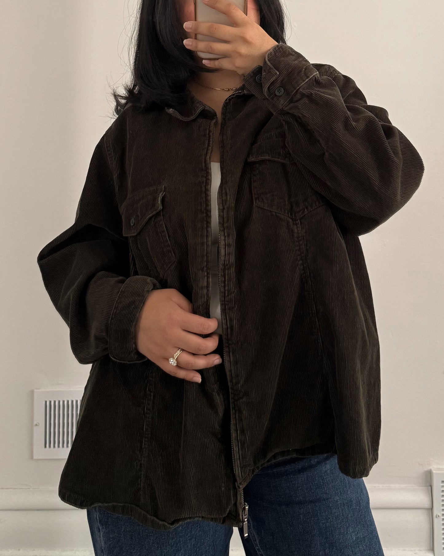 Green Micro Corduroy Shacket