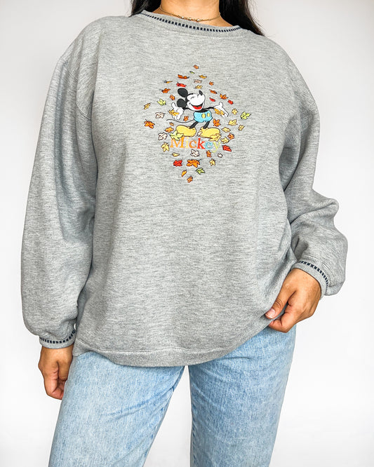 Mickey Fall Embroidered Crew Neck