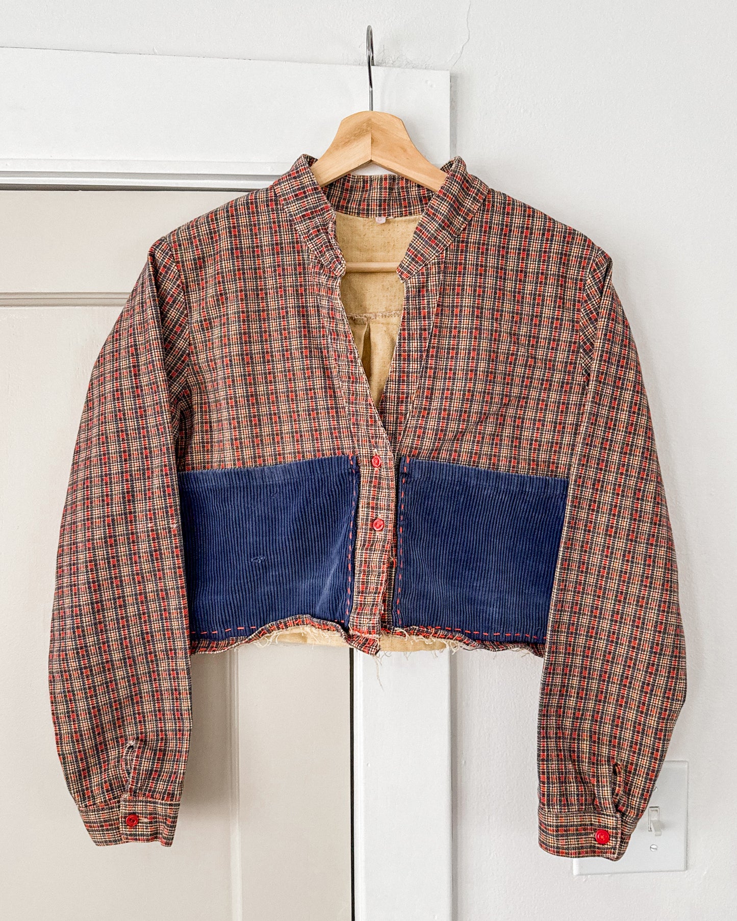 Plaid Patchwork Cropped Jacket