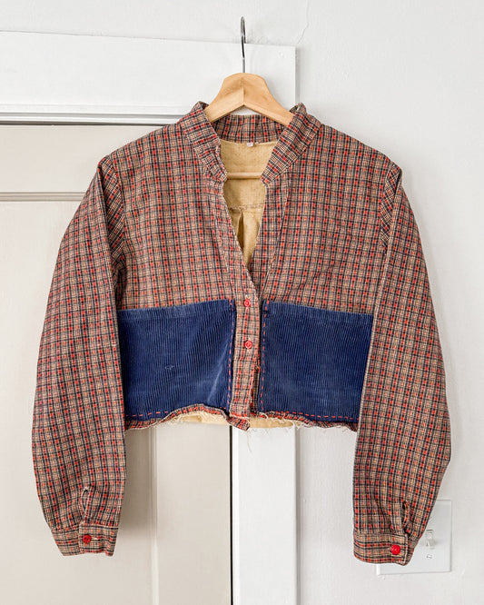 Plaid Patchwork Cropped Jacket