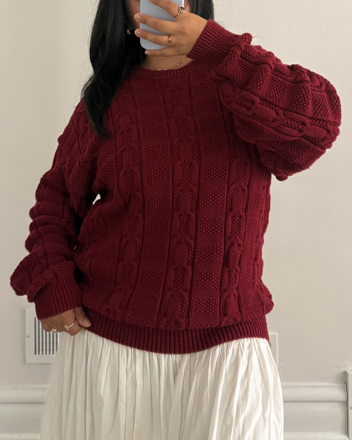 Vintage Red Cotton Knitted Sweater