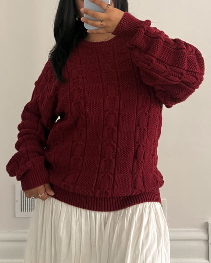 Vintage Red Cotton Knitted Sweater