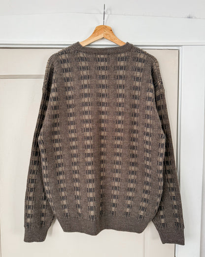 Plaid Patterned Knitted Sweater