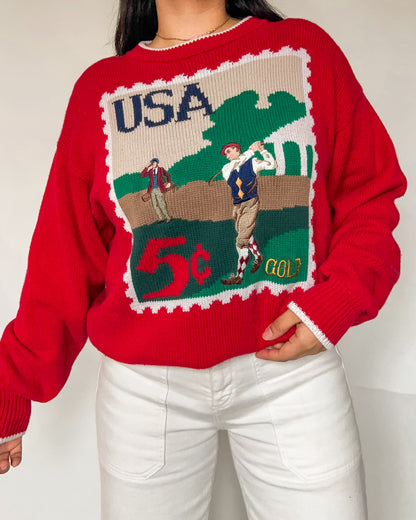 Golf Stamp Knitted Sweater