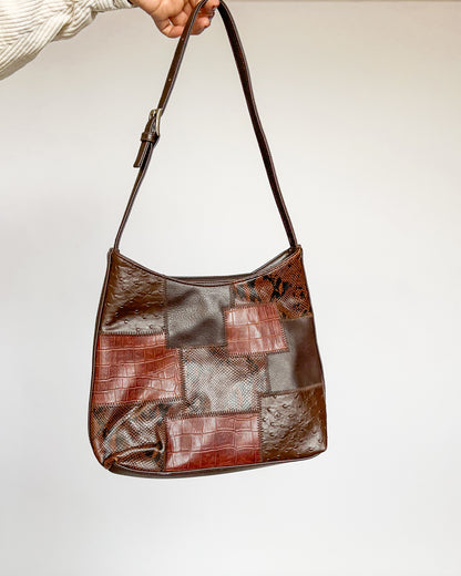 Patchwork Brown Leather Shoulder Bag