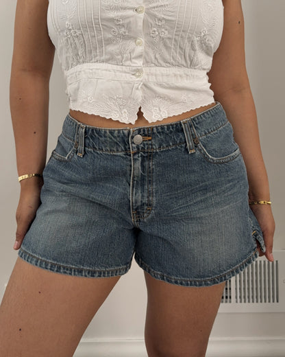 Mid Rise Denim Shorts