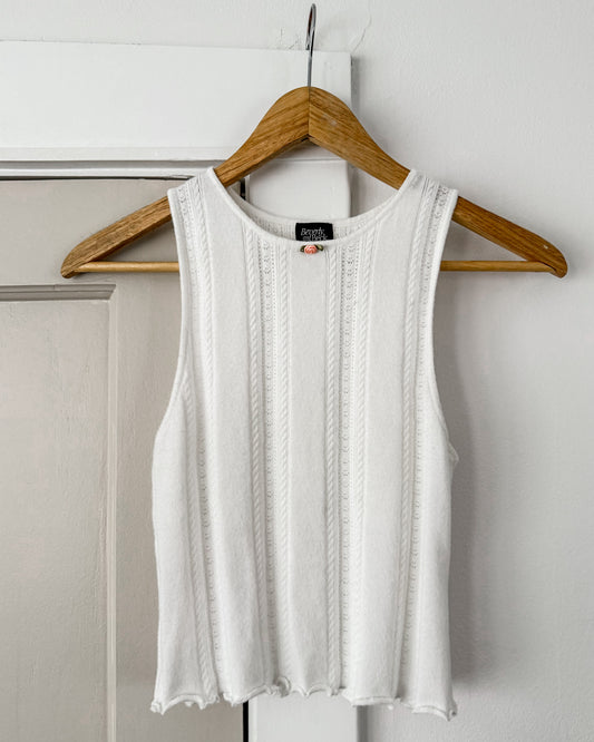 High Neck Floral White Tank Top