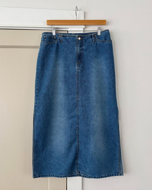 Faded Glory Denim Maxi Skirt W34”