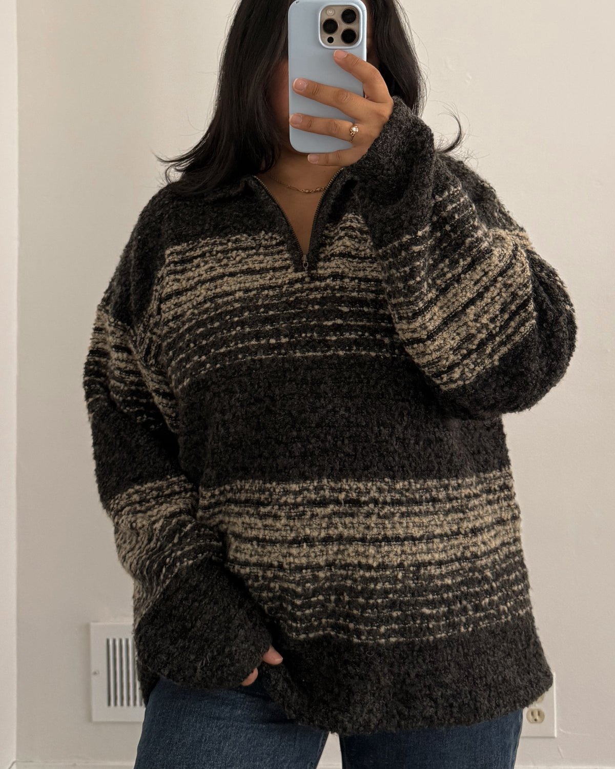 90’s Grey & Beige Quarter Zip