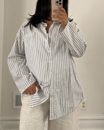 Cotton Striped Button Up Shirt