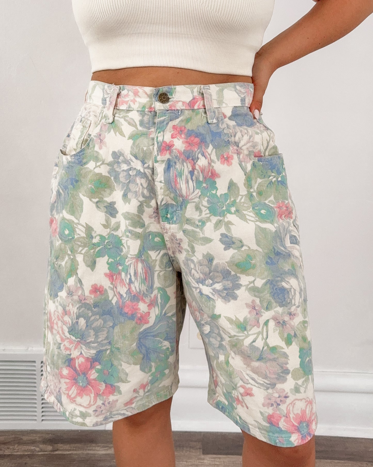 Vintage Zena Floral Denim Shorts