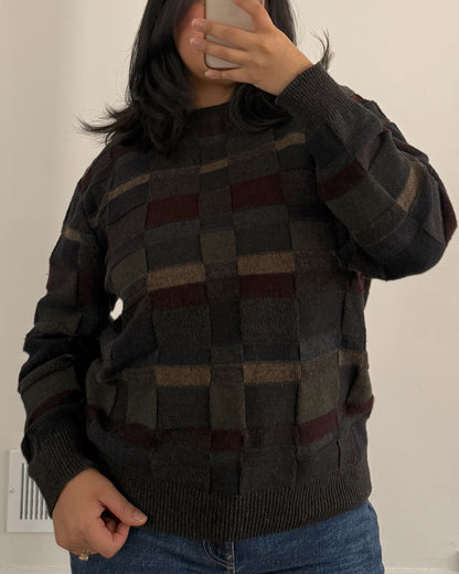 Checkered Knitted Sweater