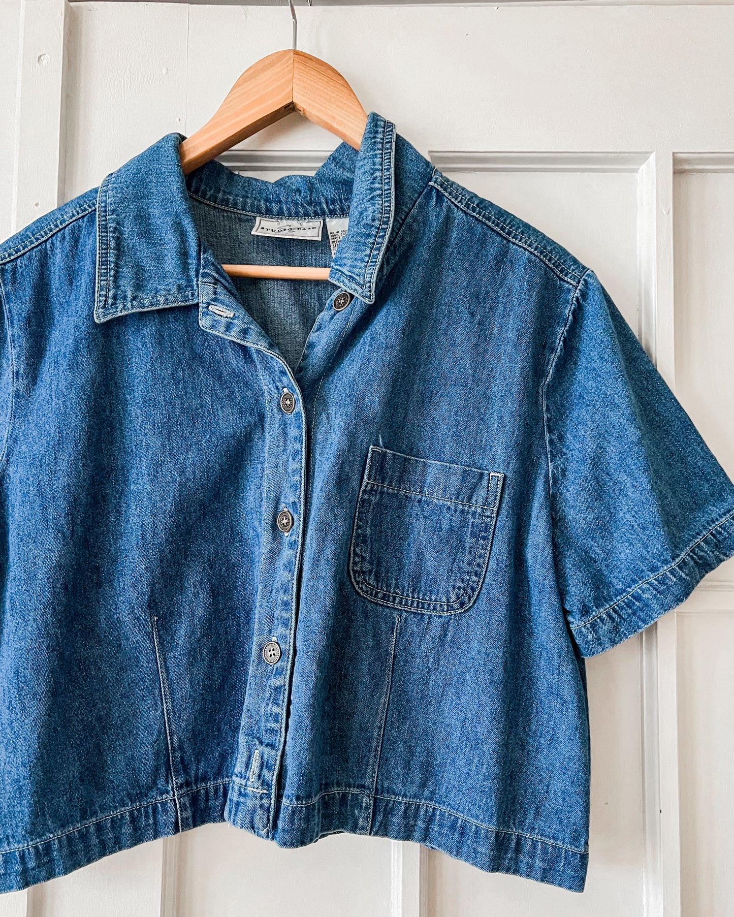 Denim Cropped Button Up