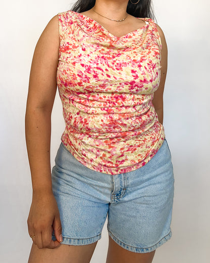 Multicolor Cowl Neck Tank Top