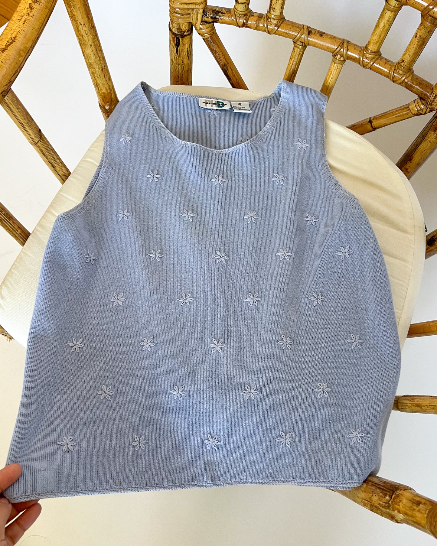 Periwinkle Floral Stitched Tank Top