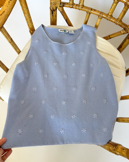 Periwinkle Floral Stitched Tank Top