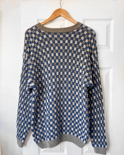 Linen Checkered Knitted Sweater
