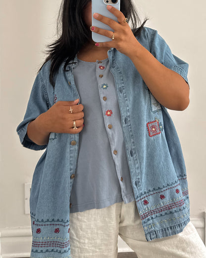2 in 1 Denim Floral Shirt