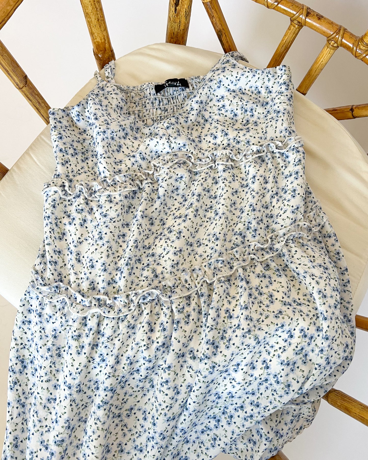 Blue Floral Tiered Dress