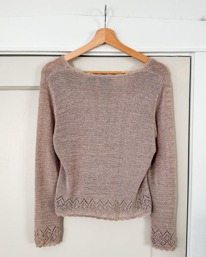 Mesh Cardigan With Scalloped Trim