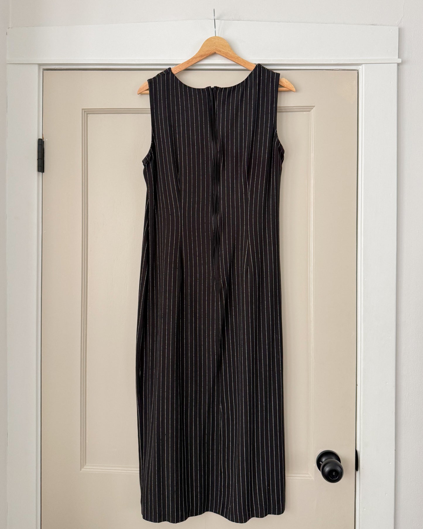 Vintage Black Striped Maxi Dress