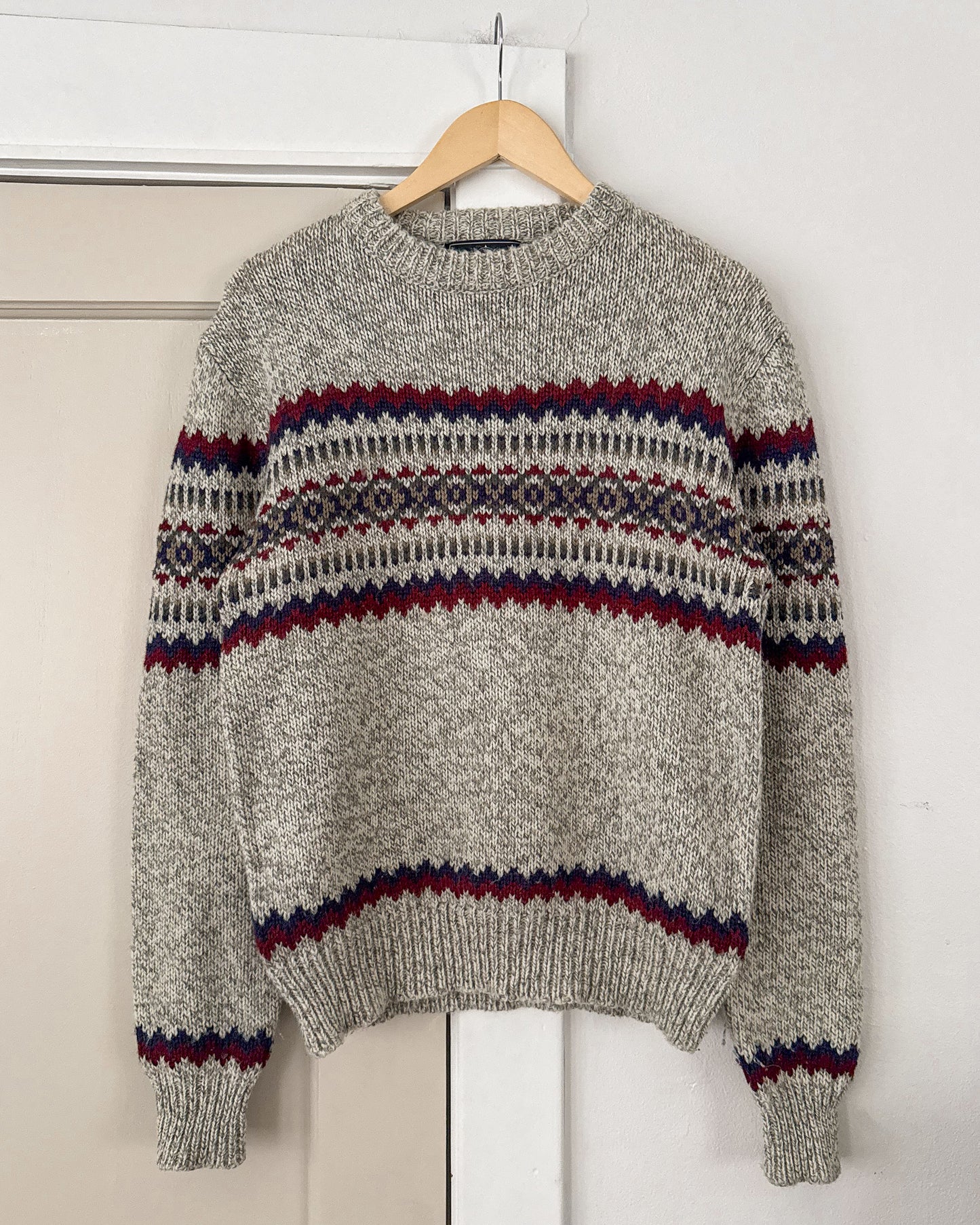 Multi Patterned Gray Knitted Sweater