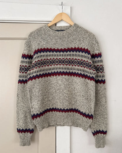 Multi Patterned Gray Knitted Sweater