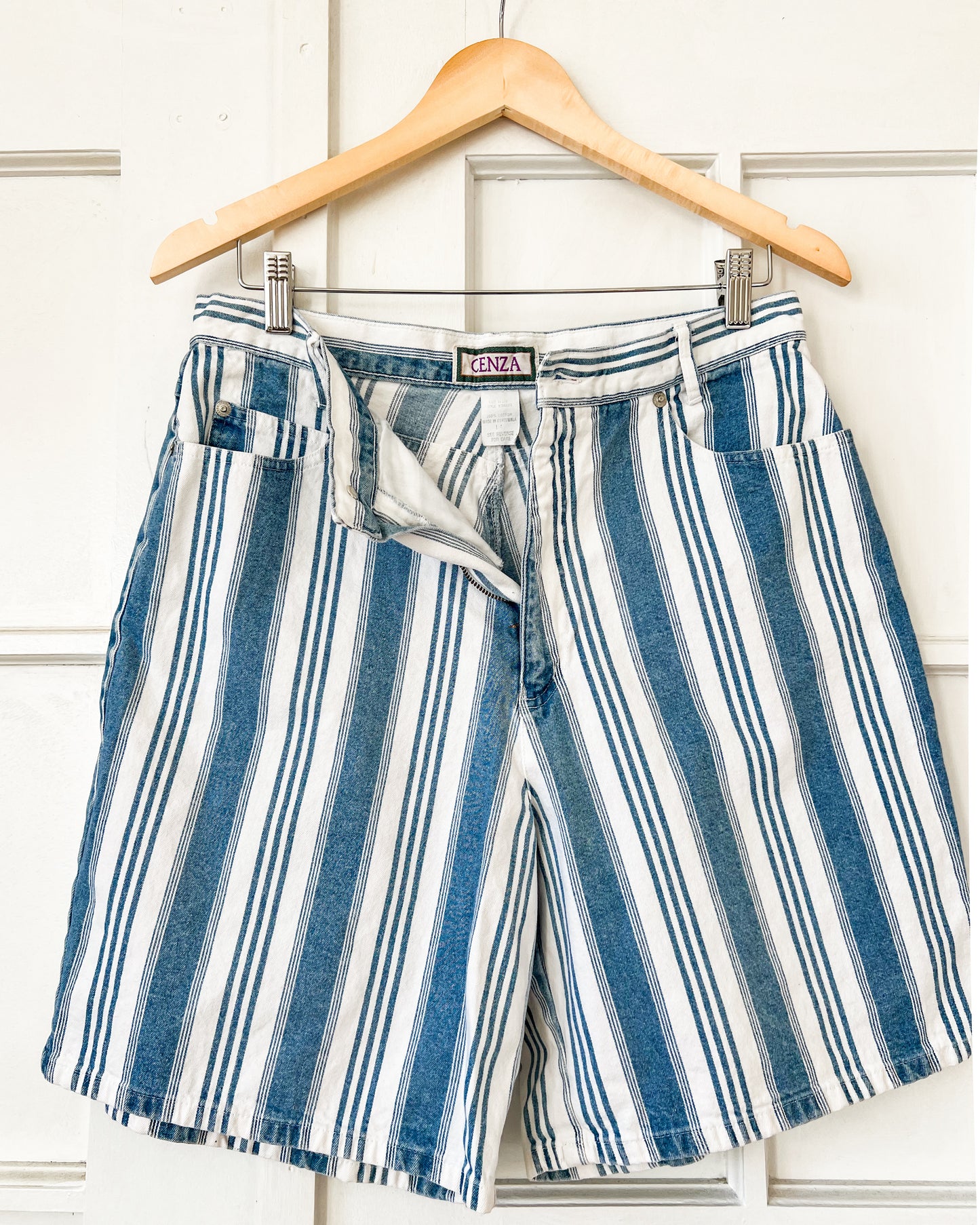 Striped Denim Shorts